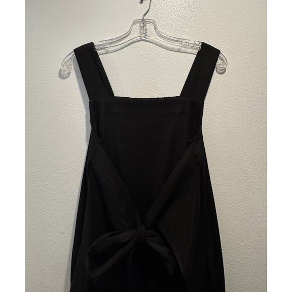 Cuyana Black Linen Blend MIDI Dress Tie Front Back Coastal - Picture 4 of 9